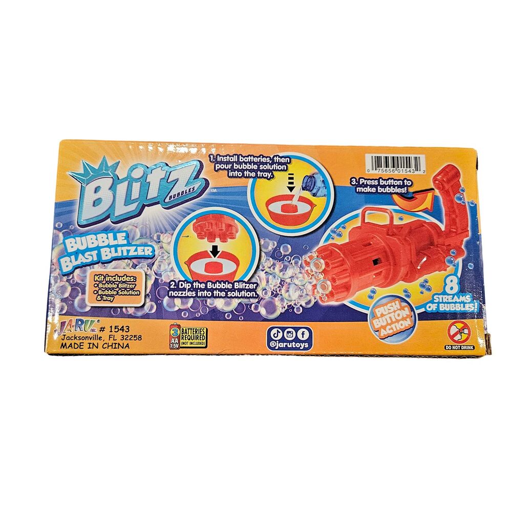 Blitz Bubble Blast Blitzer Set of 2 Red and Blue Bubble Blower Toy Blasters - Picture 3 of 6